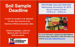 Cover photo for 2016 Pesticide Collection Day & Soil Sample Deadline