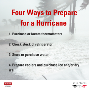 Four Ways to Prepare for a Hurricane; quick tips from NC State Extension Safe Plates 