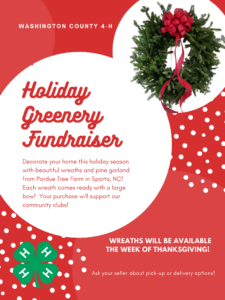 Bright Red Flyer with Greenery Wreath and Green 4-H Clover