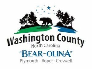 Washington County logo with black bear, trees and stars